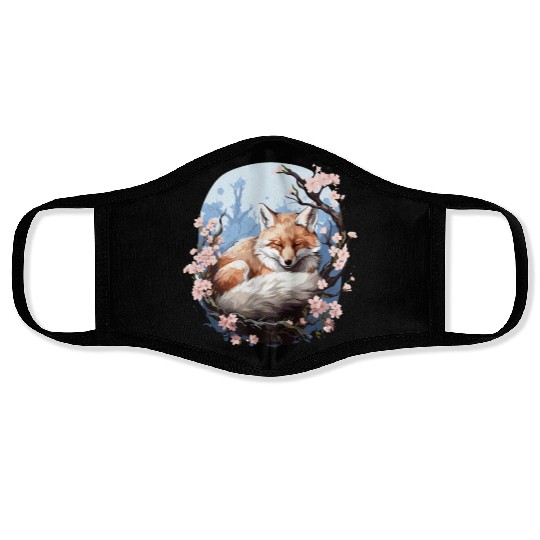 Sleeping Fox Sleepyhead Napping Sleep Fox Lover Face Masks