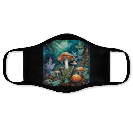 Full Moon Mushroom Nature Face Masks