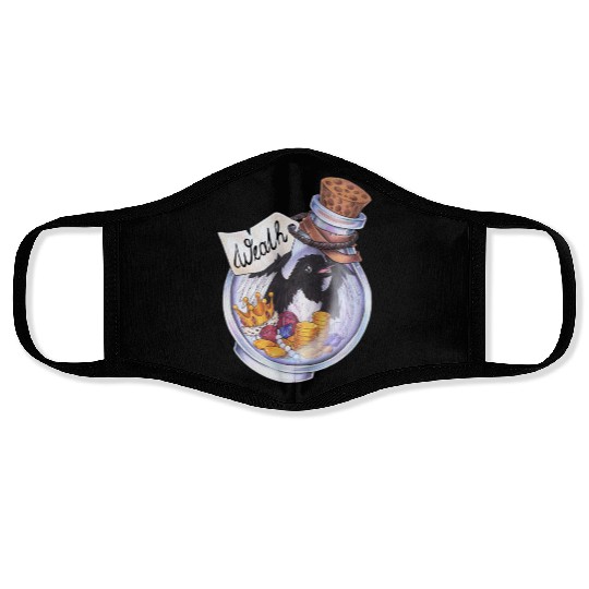 Potion magpie bird coins money treasure wealth Face Masks