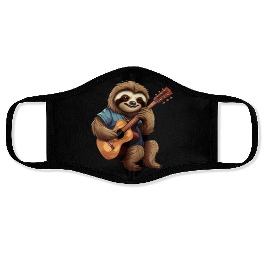 Sloth Guitar Player Face Masks