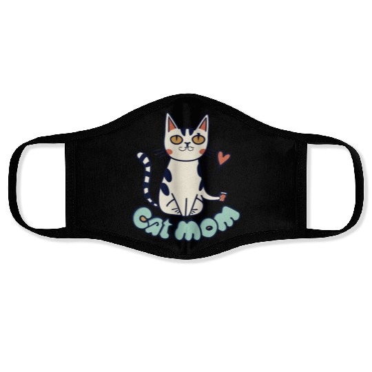 Cat cute and I love my Cat Funny , cat mom , cat Face Masks