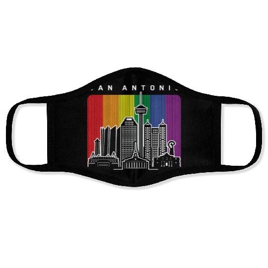 San Antonio Texas Rainbow Flag LGBTQAI Pride Face Masks