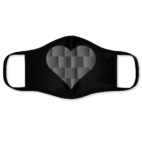 Black Cute Heart Icon Face Masks