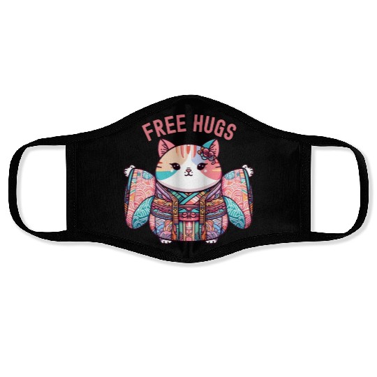 Free hugs from Japanese cat Face Masks