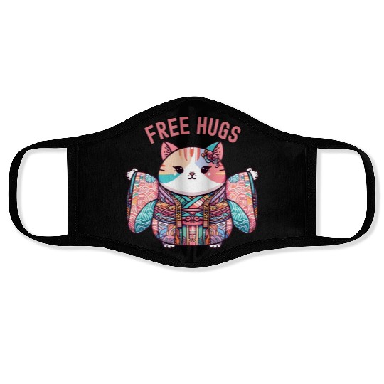 Free hugs from Japanese cat Face Masks