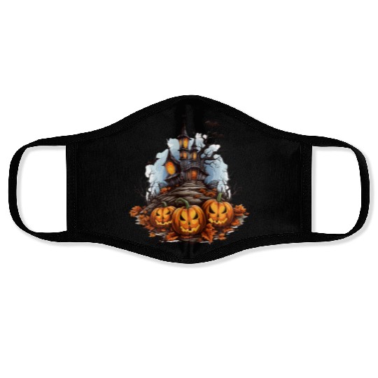 Halloween Pumpkin Bat Spell Haunted House Face Masks