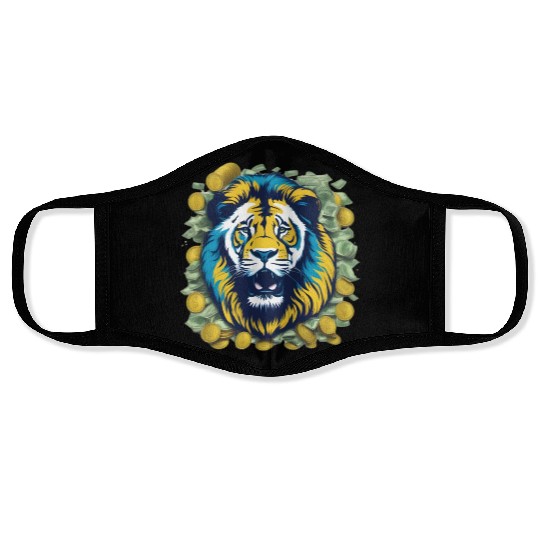 Money Lion Art Face Masks