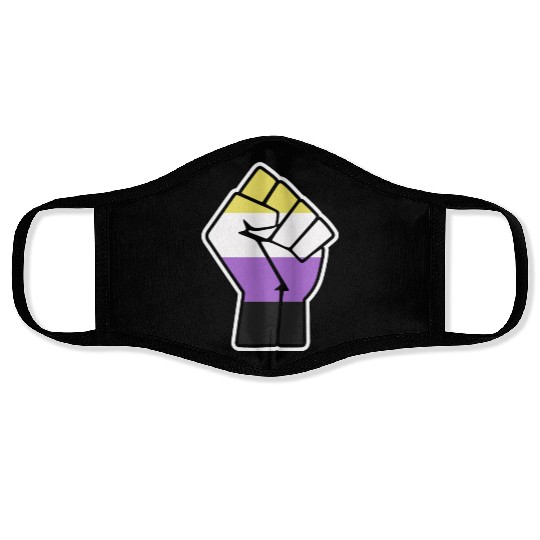 Nonbinary Pride Fist Design for Equality Face Masks