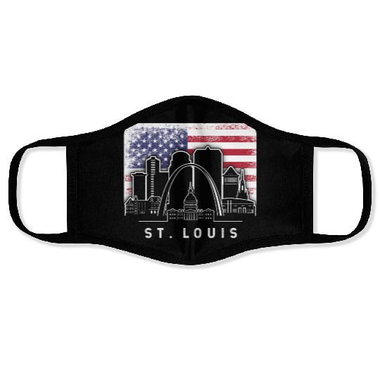 St. Louis Missouri American Flag Vintage Face Masks