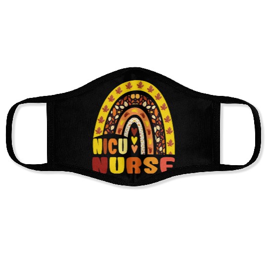 Rainbow Autumn NICU Nurse Maple Leaf Fall Vibes Face Masks