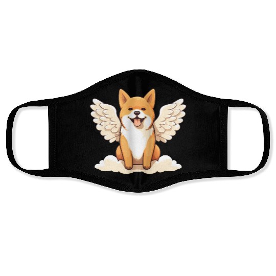 Sweet Shiba Inu angel with wings Face Masks