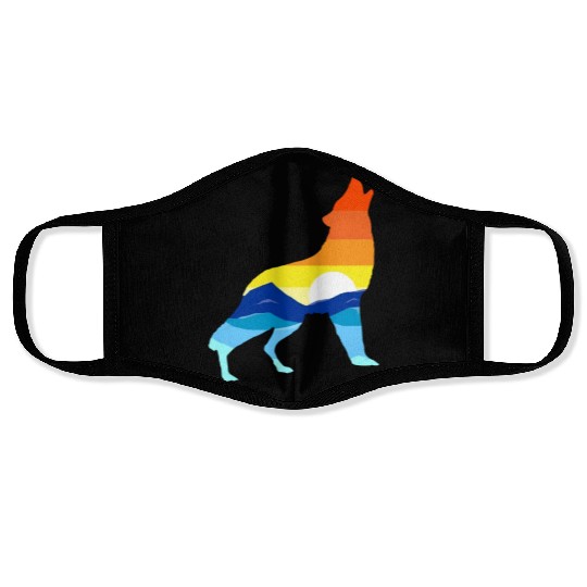 Camping Hiking Retro Mountains Outdoors Camp Wolf Face Masks