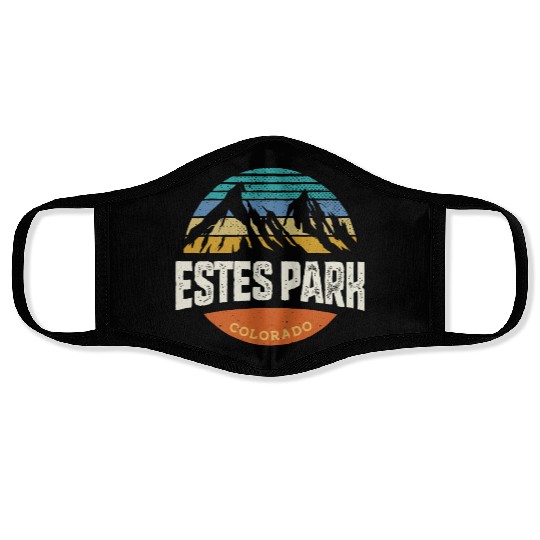 Estes Park Colorado Vintage Mountain Buffalo Face Masks