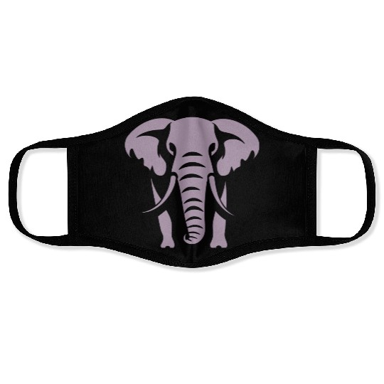 Elephant Silhouette White Logo Face Masks