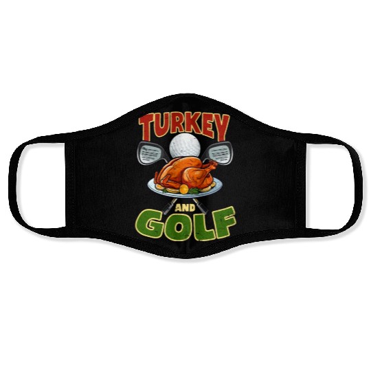 Thanksgiving Golf Turkey Golf Clubs Face Masks