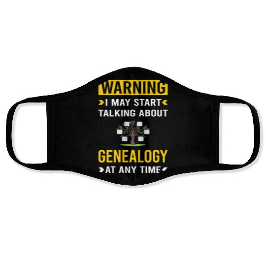 Warning Genealogy Genealogist Face Masks