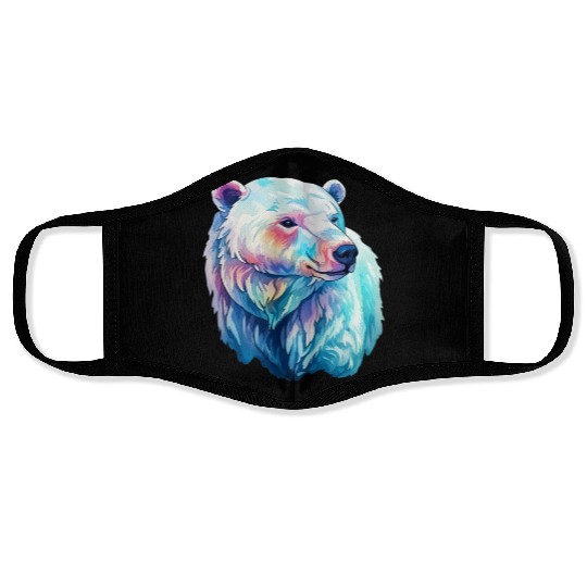 Polar Bear Roar in Winter Wonderland Watercolor Face Masks