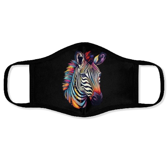 Psychedelic Zebra-Inspired Watercolor Safari Face Masks