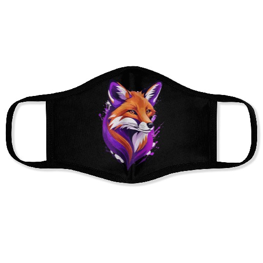 fox purple yellow Face Masks