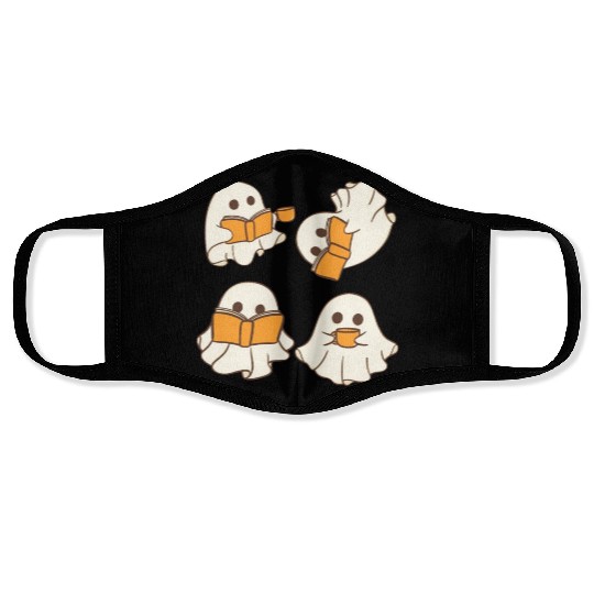 Halloween teacher ghost reading Face Masks