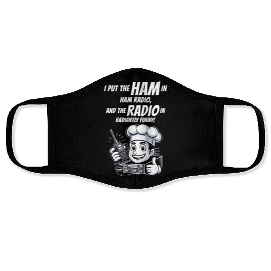 Radiantly Funny Amateur Ham Radio Operator Chef Face Masks