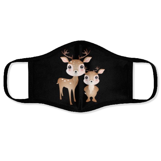 two cute deer - favorite motif for two Face Masks