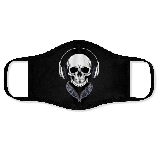 A Skull With Headphones Face Masks