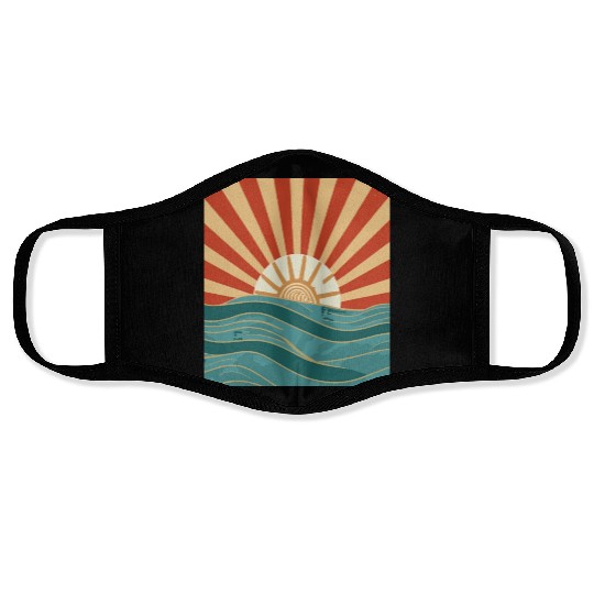 Sun Retro Out Run Sea Face Masks