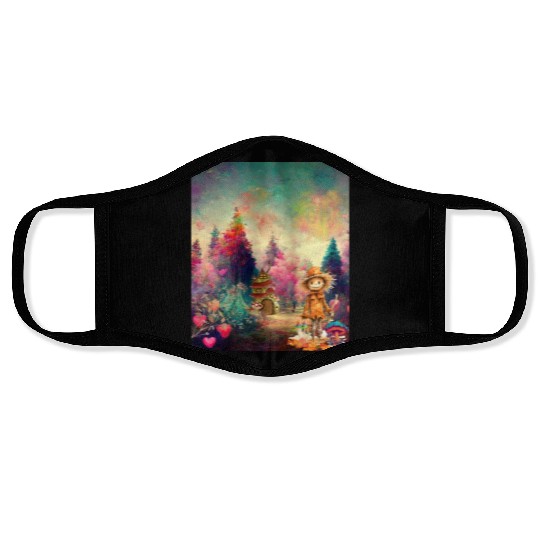 "Enchanted Dreams - Psychedelic Autumn Forest" Face Masks