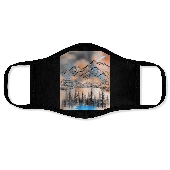 "Autumn landscape Serenity" Face Masks