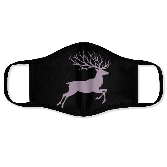 Reindeer silhouette deer antlers Christmas Face Masks