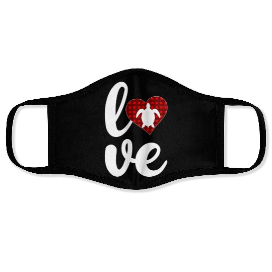 Sea Turtle Lover Buffalo Plaid Love Turtle Face Masks