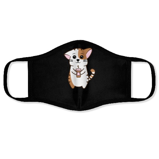 cat coffee Face Masks