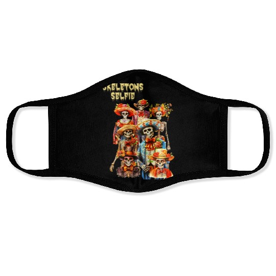 Mexican Holiday Day of the Dead Skeletons Selfie Face Masks