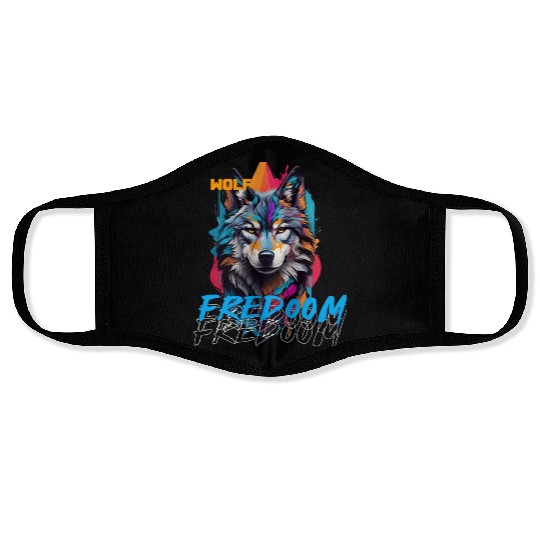 Incredible wolf face street Face Masks