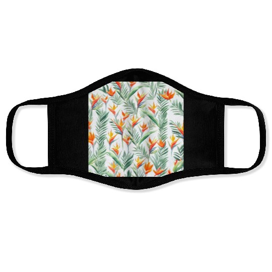 Retro Heliconia Face Masks