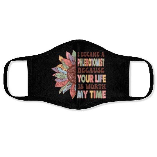 Phlebotomist Rainbow Leopard Print Face Face Masks