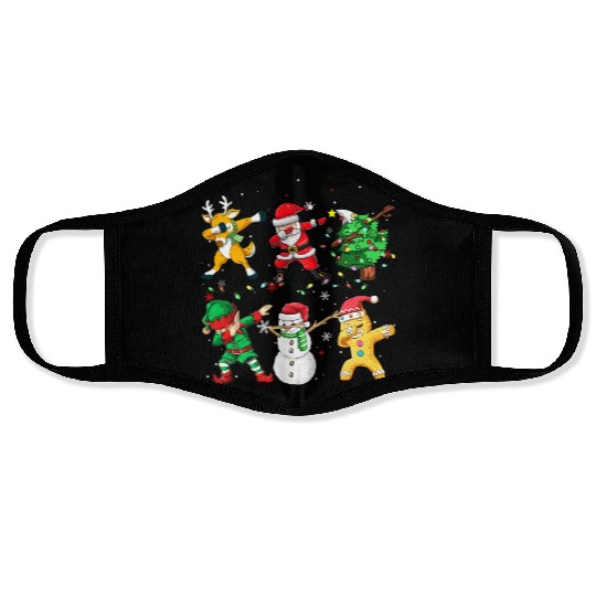 Dabbing Santa Elf Friends Christmas Boys Girls Men Face Masks