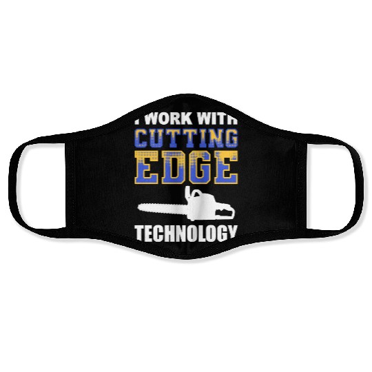 Forest Arboriculturist Lumberjack Chainsaw Logo Face Masks