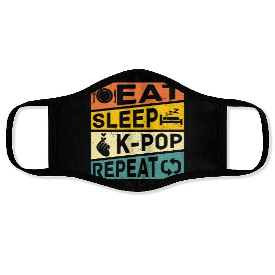 Eat Sleep K Pop Repeat Retro K Pop Face Masks