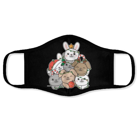 Bunny Christmas Tree Funny Animal Christmas Face Masks