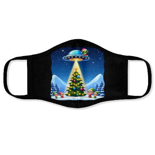 Christmas Alien UFO Elf Abduction Face Masks