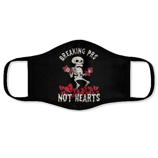 Anti Valentine´s Day Broken Heart Powerlifting Gym Face Masks