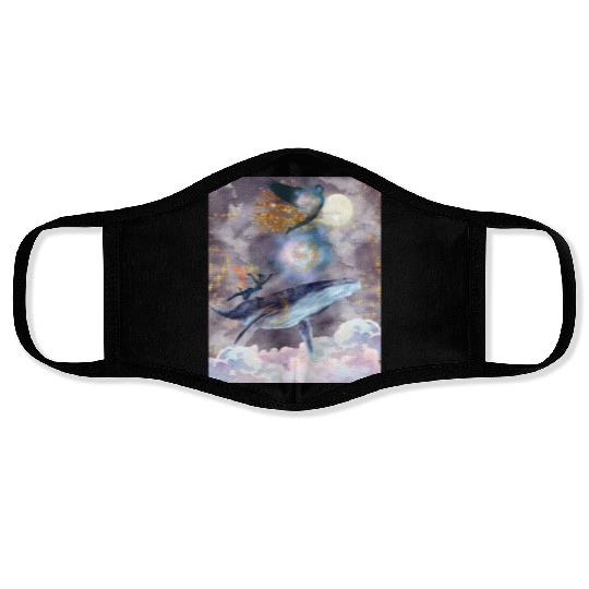 Whale's Celestial Journey Face Masks