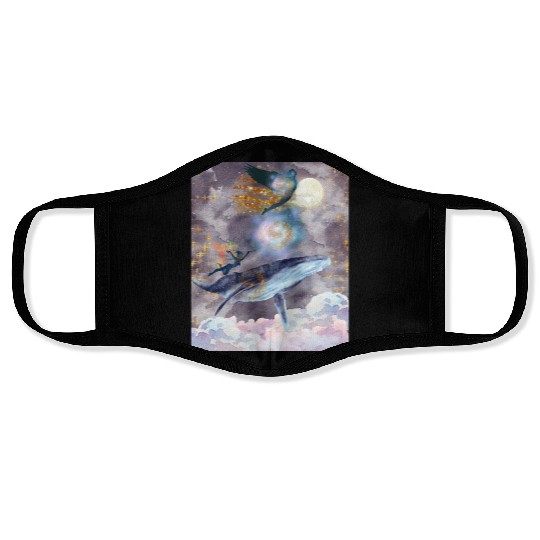 Whale's Celestial Journey Face Masks