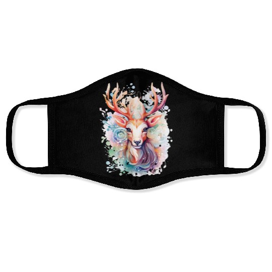 Colorful Reindeer Fantasy: Studio Ghibli Style Face Masks