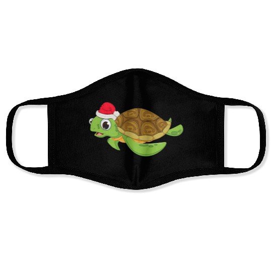 Christmas Face Masks for Girls Sea Turtle Santa Hat