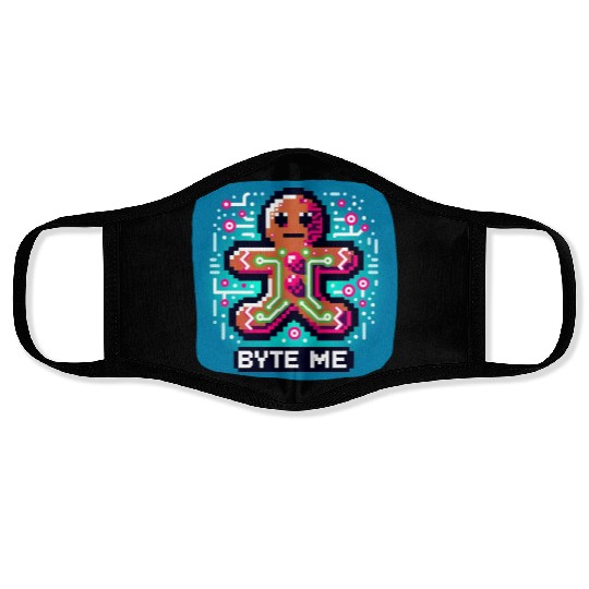 Neon Cyberpunk Gingerbread - "Byte Me" Christmas Face Masks