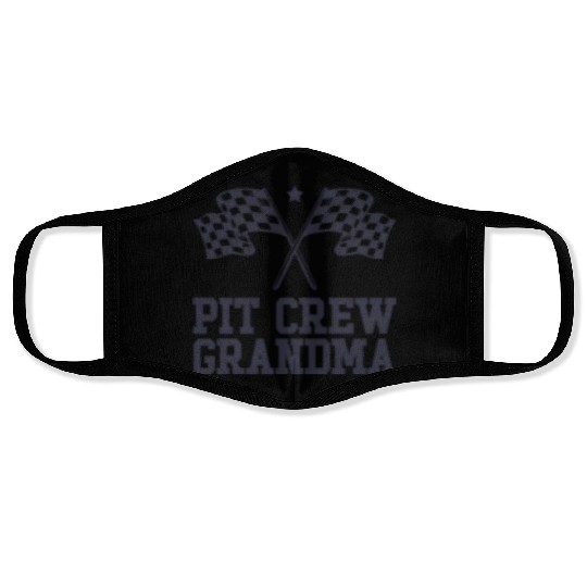 Pit Crew Grandma Racing Enthusiast Racer Birthday Face Masks