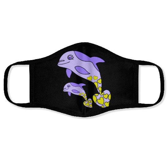 The Endearing Dance of Dolphin Mom and Kid Face Masks